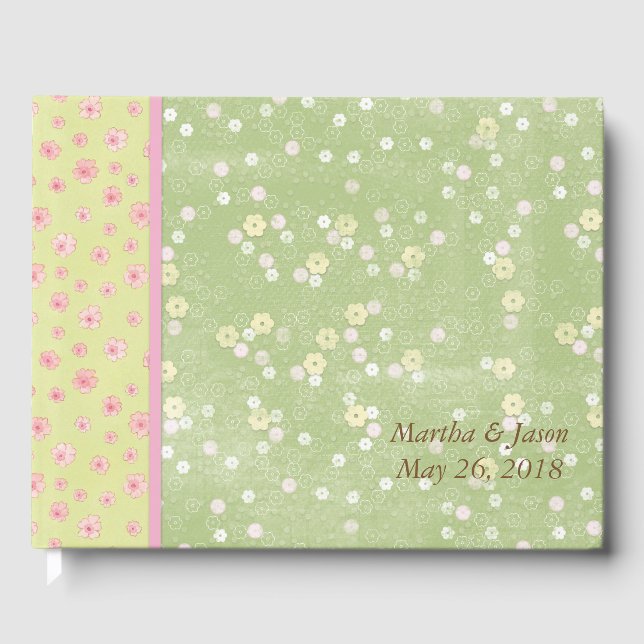 Visitas Livro de Convidados para Casamento de Flores Verde (Frente)