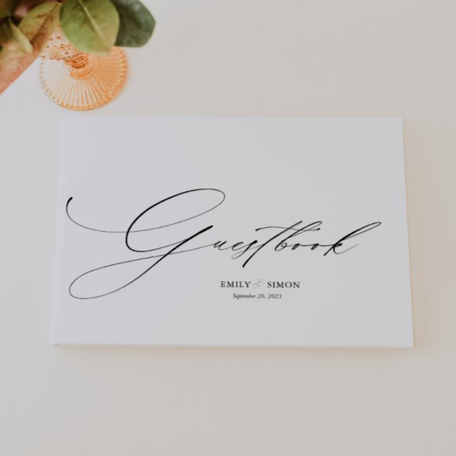 Visitas Livro de Convidados para Casamento Elegante Modern (elegant wedding guest book, modern script, dainty calligraphy wedding guestbook, simple guest book)
