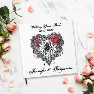 Visitas Livro de Convidados Romântico de Casamento Gótico