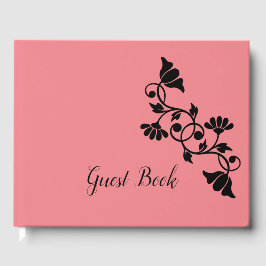 Visitas Livro de Convidados Simples de Salmão Floral