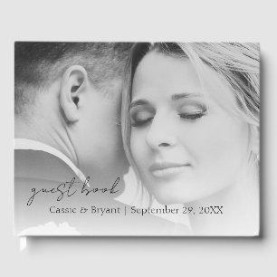 Visitas Livro de Convidados sobre Casamento Negro e Branco