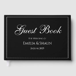 Visitas Livro de Convidados sobre Casamento Negro e Branco