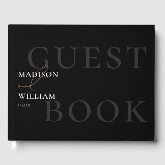 Visitas Livro de Convidados sobre Casamento Negro e Branco