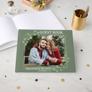 Visitas Livro de Convidados sobre Casamento Verde Minimali