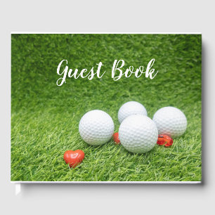 Visitas Livro de hóspedes de golfe com bolas e corações