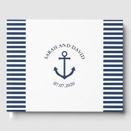 Visitas Livro de hóspedes de náutica striped com âncora