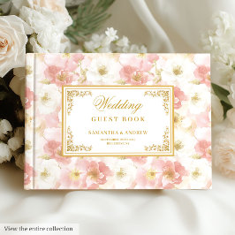 Visitas Livro de hóspedes de ouro com cor d'água elegante