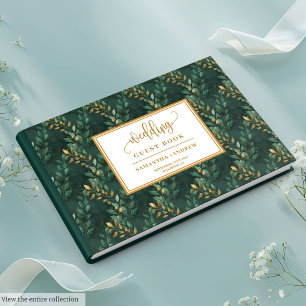Visitas Livro de hóspedes de ouro verde caçador com folhas