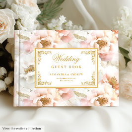 Visitas Livro de hóspedes do pastel rosa minimalista