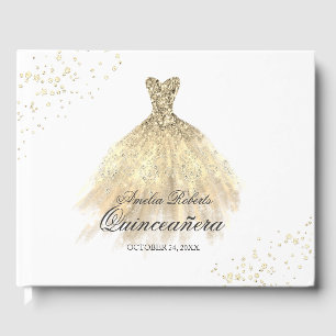 Visitas Livro de hóspedes Dourado de Quinceanera do