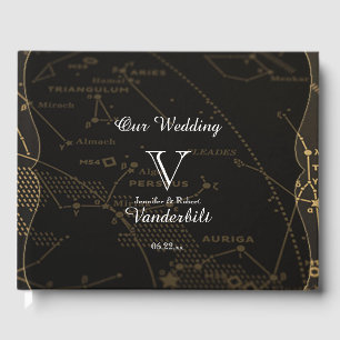Visitas Livro de hóspedes Dourado e preto do casamento da