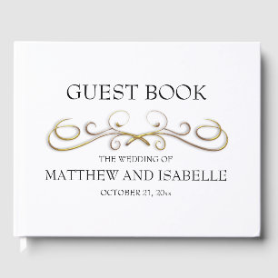 Visitas Livro de hóspedes Dourado elegante do casamento d