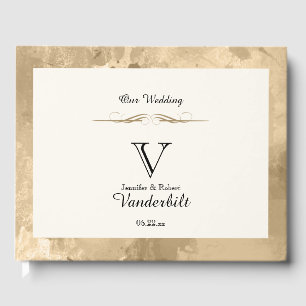 Visitas Livro de hóspedes Dourado elegante do casamento d