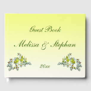 Visitas Livro de hóspedes floral amarelo do casamento