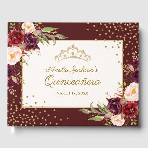 Visitas Livro de hóspedes floral de Quinceanera da faísc