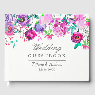 Visitas Livro de hóspedes floral do casamento da hortelã