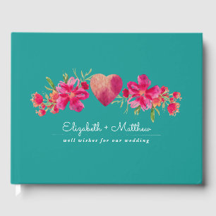 Visitas Livro de hóspedes floral do casamento da pintura