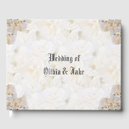 Visitas Livro de hóspedes rosas brancas românticas