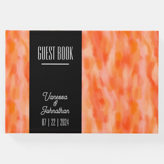 Visitas Livro de hóspedes simples do Peach Wedding moderno (Frente)