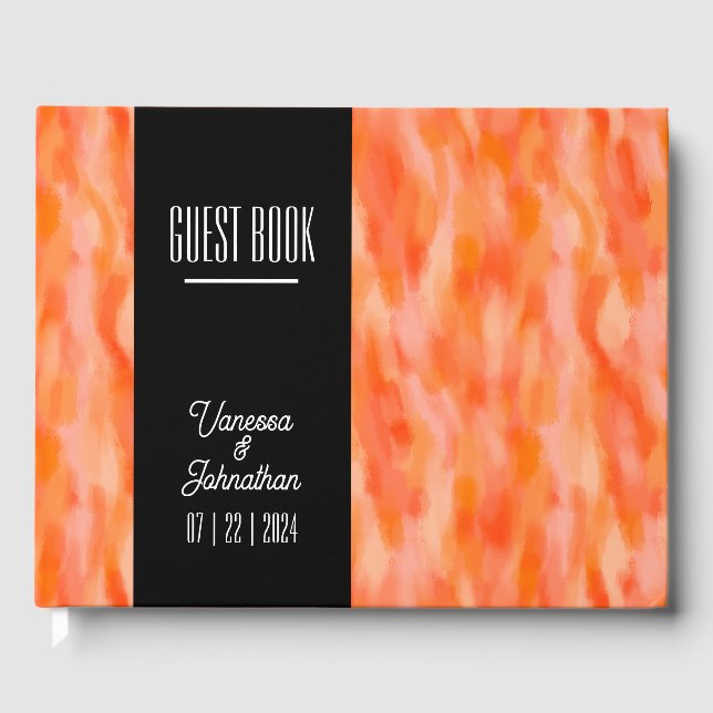 Visitas Livro de hóspedes simples do Peach Wedding moderno (Frente)