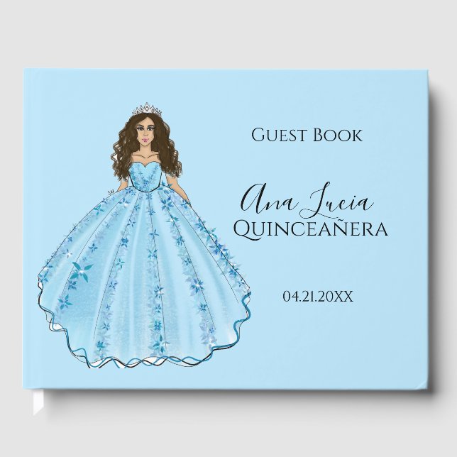 Visitas Livro de Ilustração de Vestido de Quinceanera Azul (Frente)
