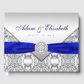 Visitas Livro de Presenças de Casamento Azul Real Prata
