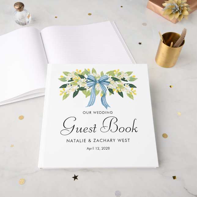 Visitas Livro de Presenças de Casamento com Flores Costeir (Frente aberta)