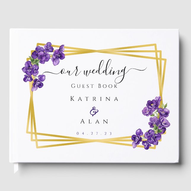 Visitas Livro de Presenças de Casamento Deep Purple Violet (Frente)