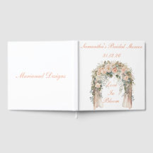 Livro de Presenças de Casamento Floral de Pêssego