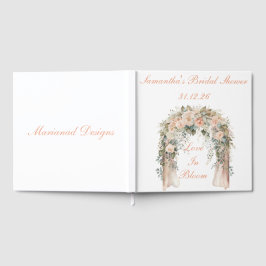 Visitas Livro de Presenças de Casamento Floral de Pêssego