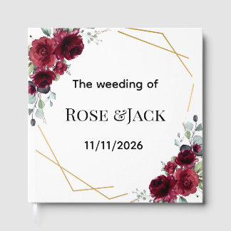 Visitas Livro de Presentes de Casamento Floral Burgundy Do