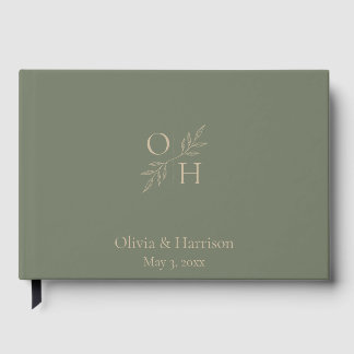 Visitas Livro de Presentes de Casamento Minimalista Verde 