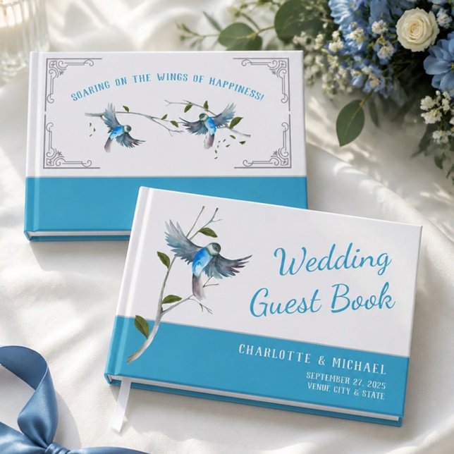 Visitas Livro de Presentes de Casamento Pássaro Azul de Fe (Criador carregado)