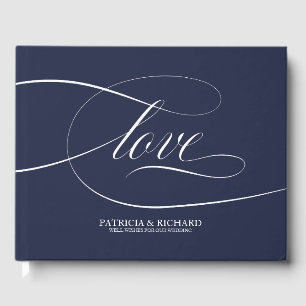 Visitas Livro de Registro de Casamento Azul Naval Simples