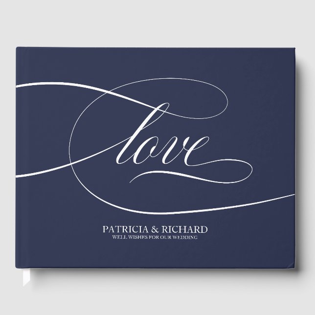 Visitas Livro de Registro de Casamento Azul Naval Simples  (Frente)