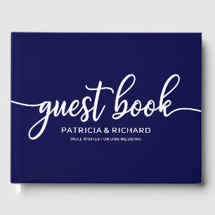 Visitas Livro de Registro de Casamento Azul Navy Chic Cali