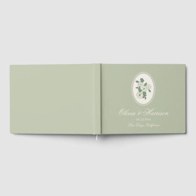 Visitas Livro de Registro de Casamento com Flores em Verde (Completo)