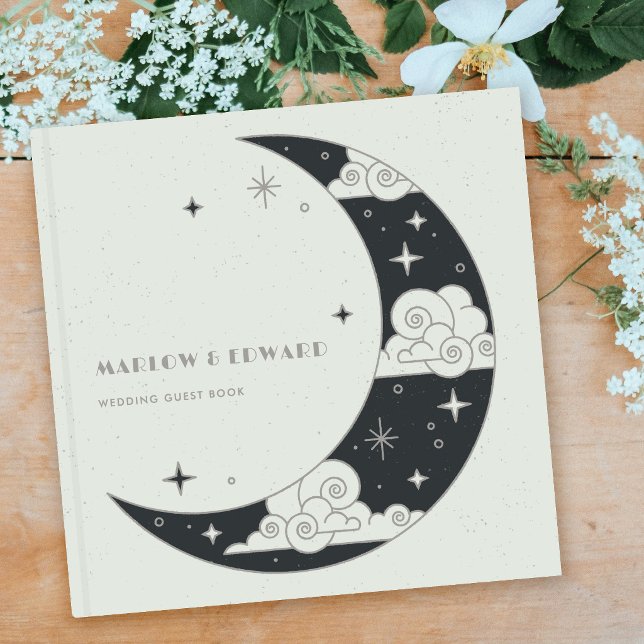 Visitas Livro de Registro de Casamento Lua e Estrelas Cele (Criador carregado)