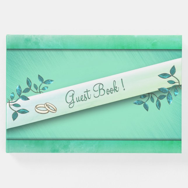 Visitas Livro de Registro Verde Mar Chic com Anéis (Frente)