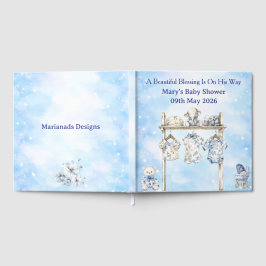 Visitas Livro de Visitas-Editável Chinesice Azul para Chá