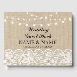 Visitas Luzes Rústicas De Burlap, Livro De Casamento