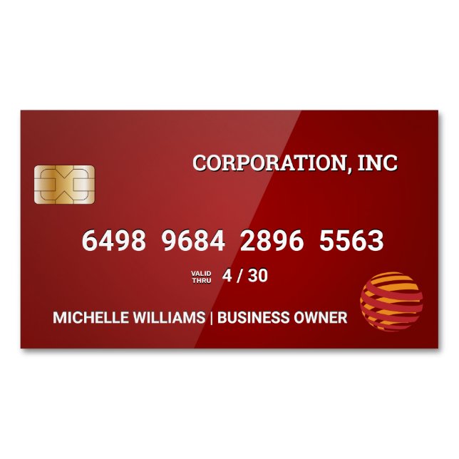 Visitas Magnético Cartão de Crédito | Vermelho brilhante (Frente)