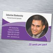 Cartão de Segurança Profissional Roxo Abstrato Per