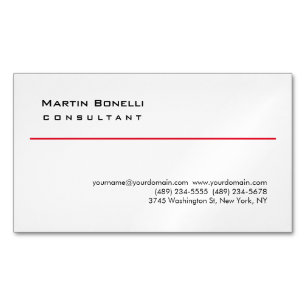 Visitas Magnético Cartão de visita de consultor simples vermelho-bra