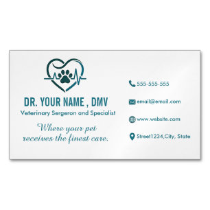 Visitas Magnético Cartão de visita de ímã veterinário personalizado