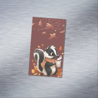 Visitas Magnético Cartão de Visita Dobrado Cute Autumn Skunk - Outon