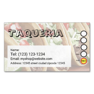 Visitas Magnético cartão de visita editável serviços TAQUERIA