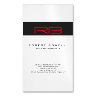 Visitas Magnético Chubby Monograma Cinza Vermelha Cartão de visita