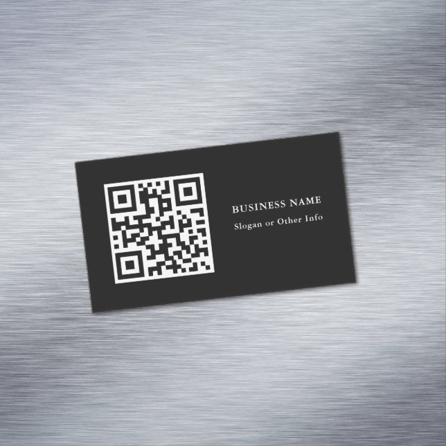 Visitas Magnético Código QR Magnet Cartão de visita preto simples (Posição Original)