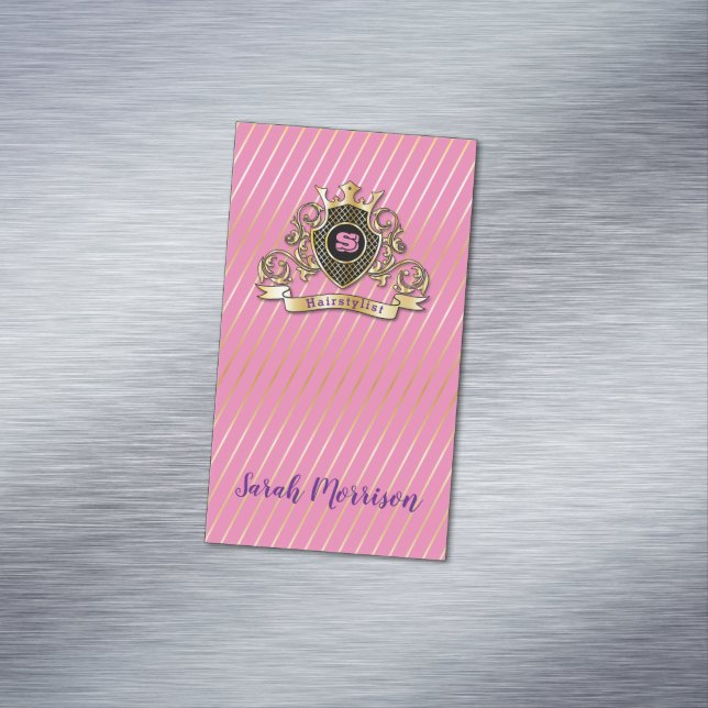 Visitas Magnético Elegenat Dourada Monagram Fashionado Cartão de vis (Posição Original)